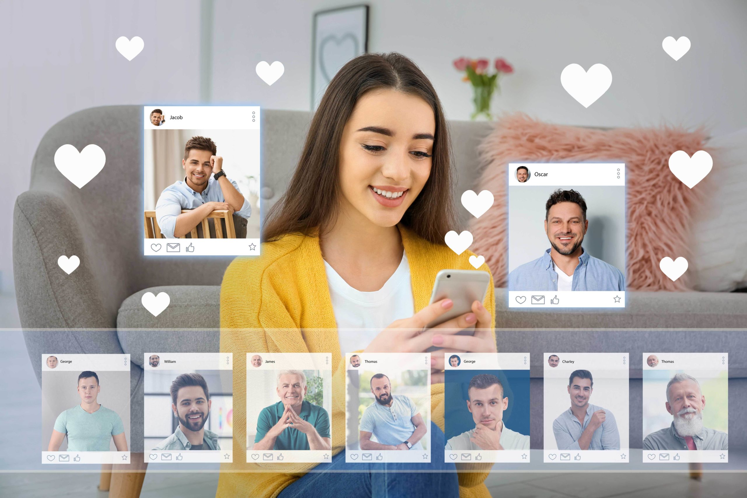 a woman using modern online dating apps to meet men