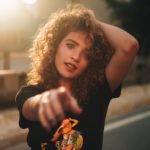 curly hair attractive woman