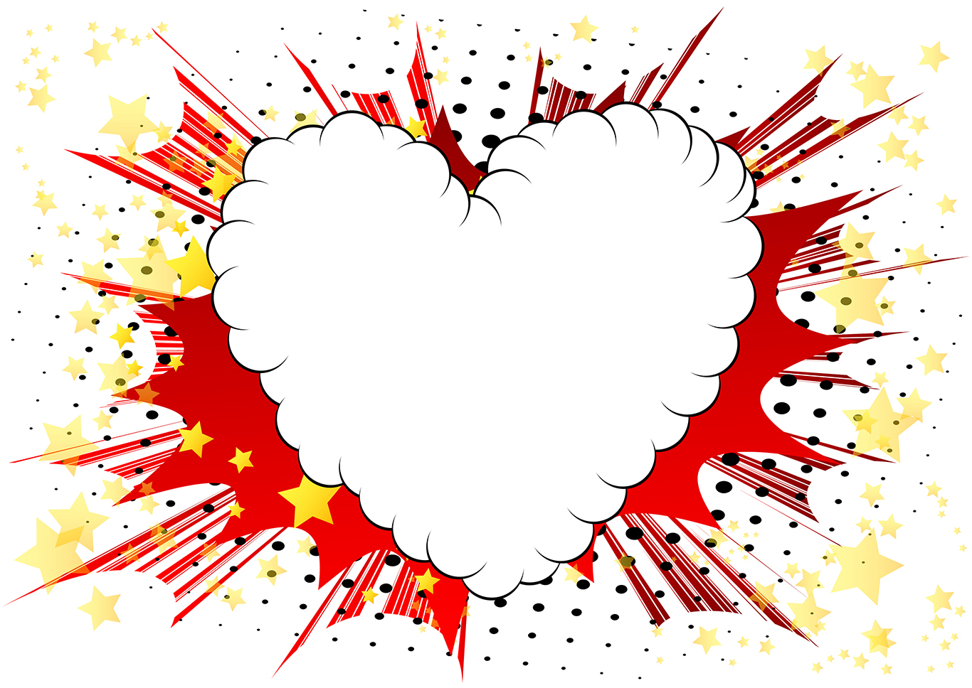 illustrated comic book style heart, abstract love symbol